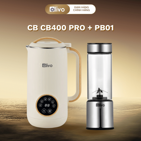 Combo Máy Xay Nấu Đa Năng Olivo CB400 Pro + Máy Xay Sinh Tố Cầm Tay Olivo PB01 – Nhỏ Gọn – Đa Chức Năng – Chính Hãng