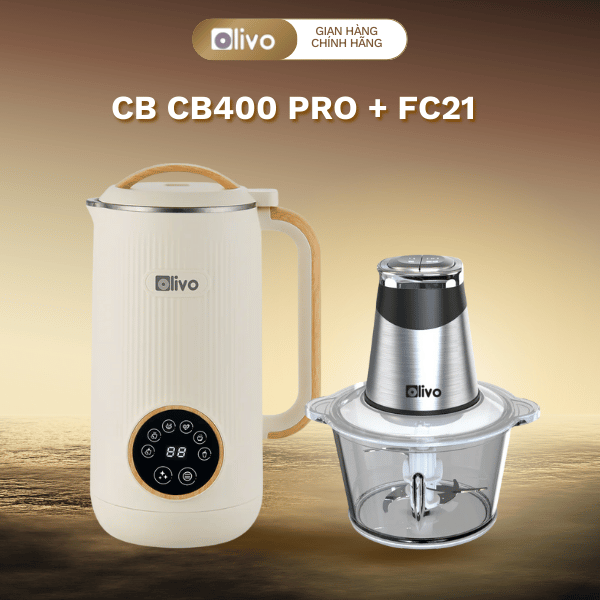 Combo Máy Xay Nấu Đa Năng Olivo CB400 Pro + Máy Xay Thực Phẩm Olivo FC21 – Nhỏ Gọn – Đa Chức Năng – Hàng Chính Hãng