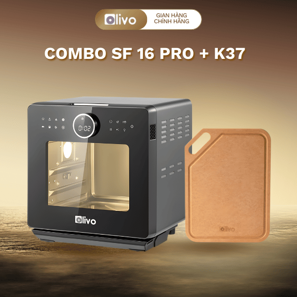 Combo Olivo SF16 Pro + Thớt K37 – Nồi Chiên Không Dầu 16L & Thớt Cao Cấp Kháng Khuẩn – Hàng Chính Hãng