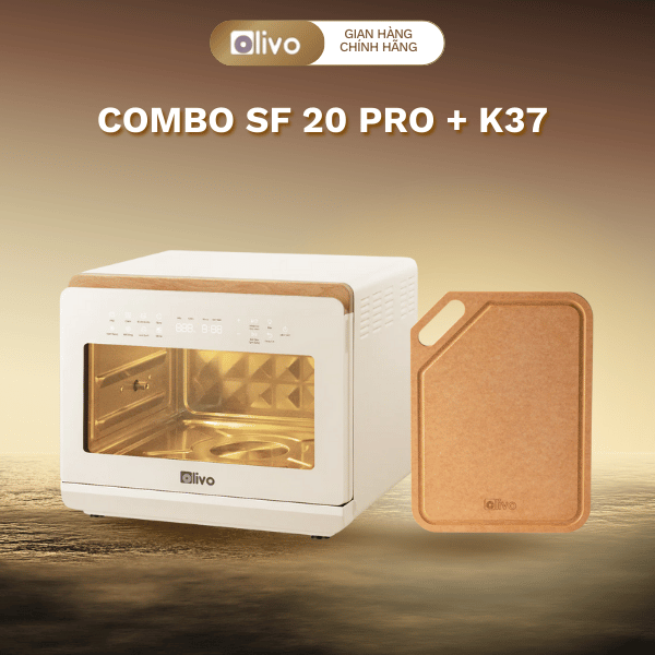 Combo Olivo SF20 Pro + K37 – Nồi Chiên Không Dầu 20L & Thớt OLIVO WOOD FIBER  – Gia Dụng Cao Cấp Chính Hãng