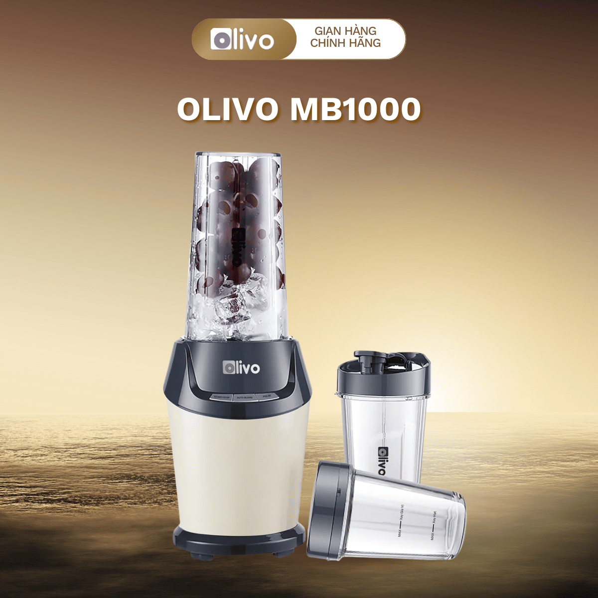 Máy Xay Đa Năng OLIVO MB1000 - Trang Bị 3 Cốc Xay Linh Hoạt, Chuyên Sinh Tố & Đá Bào, Thiết Kế Hiện Đại